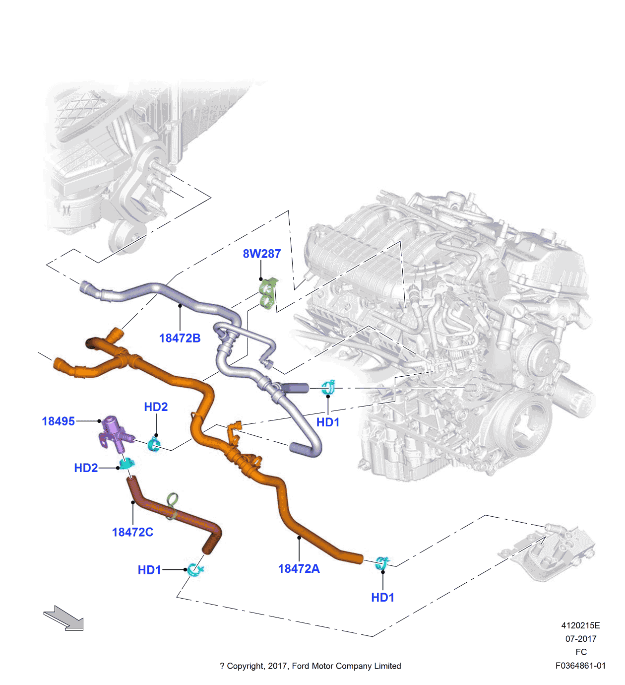 Ford JL3Z-18N345-AA Hose - Heater Water