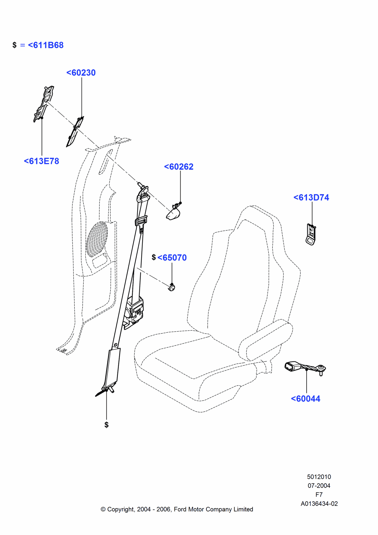 Ford 6C3Z-2660044-DA Buckle Assembly - Seat Belt