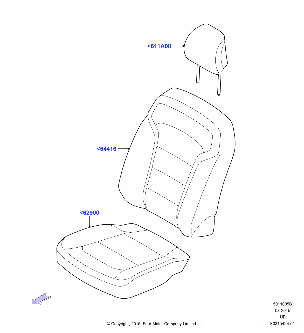 Ford JB5Z-78611A08-CA Head Rest Assembly