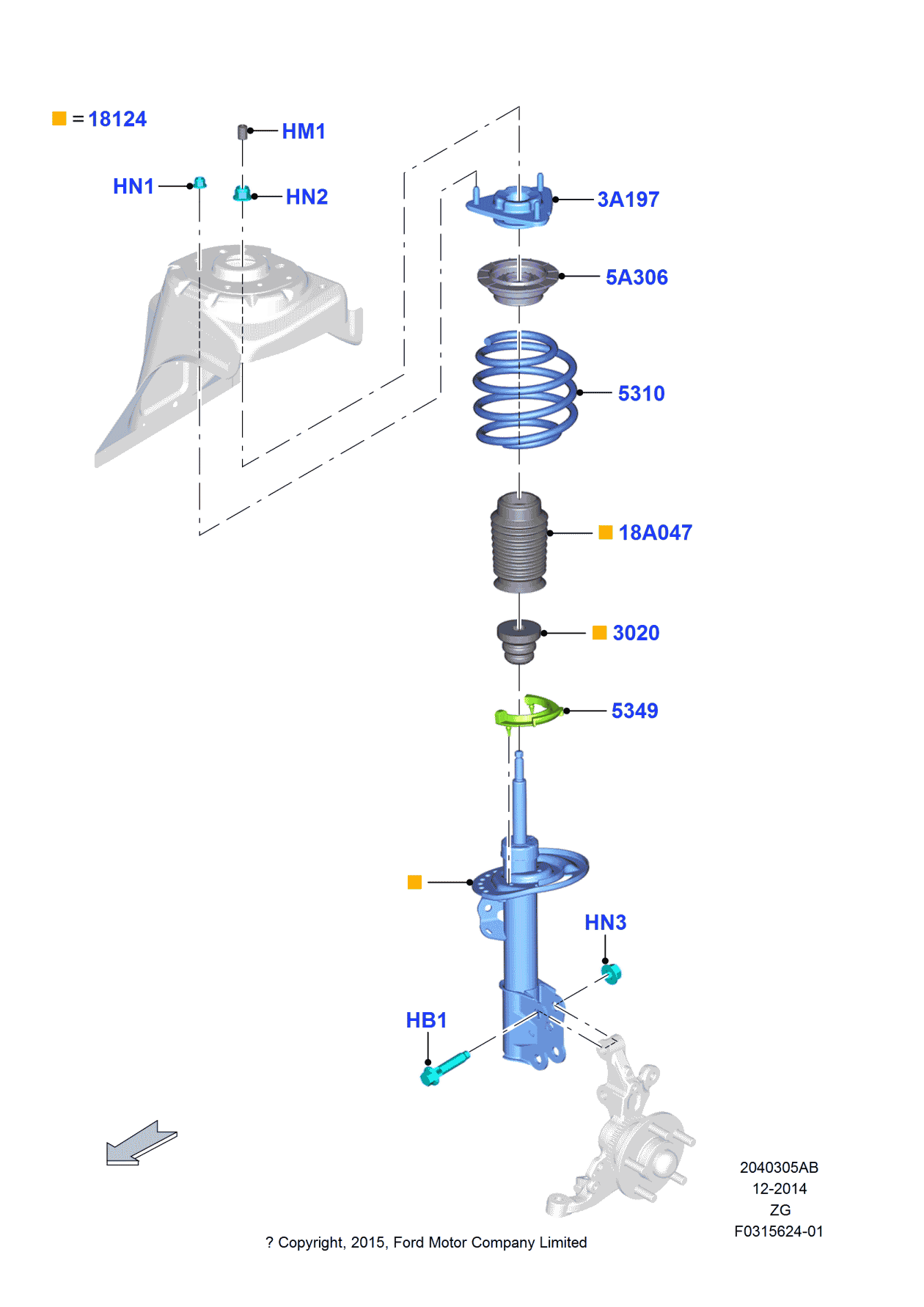 Ford FR3Z-5A306-C Seat - Spring