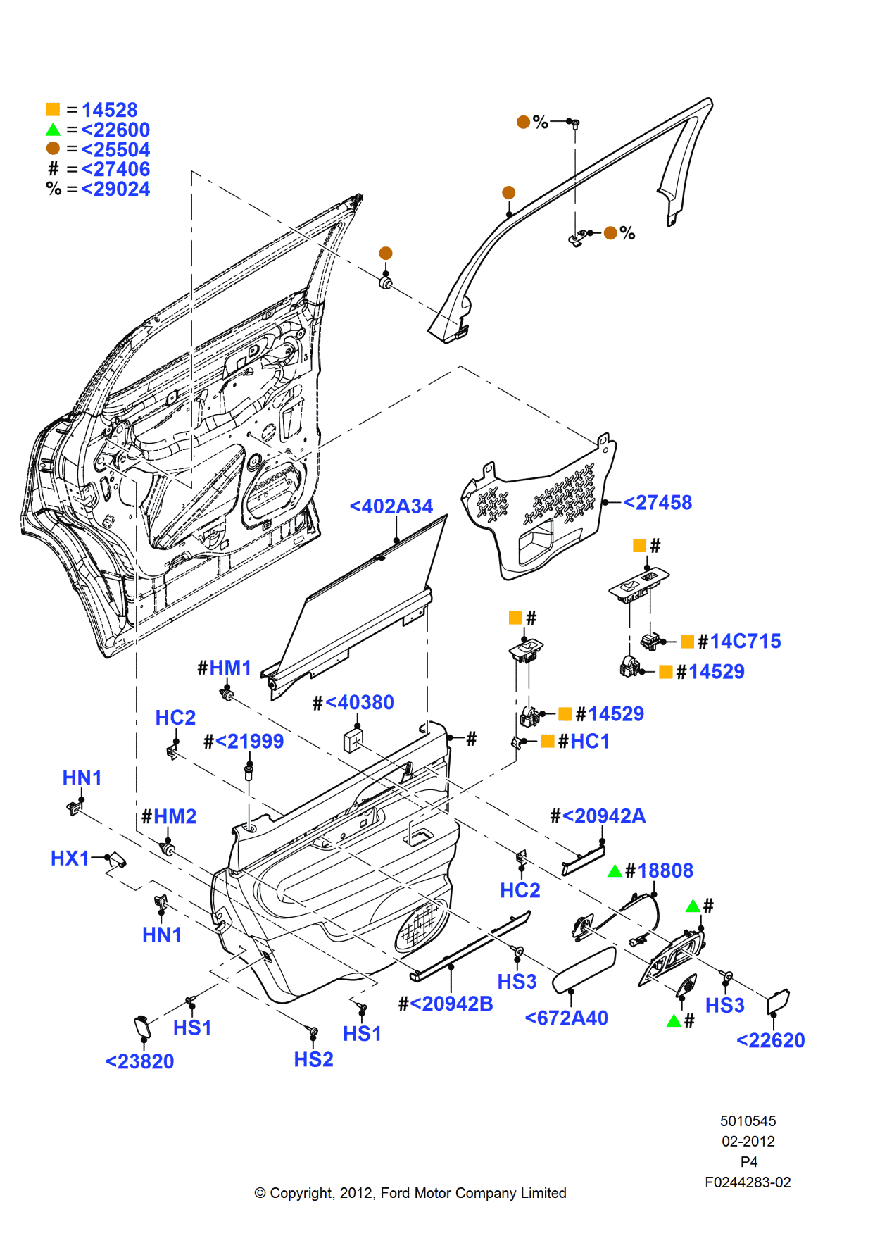 Ford EE9Z-7427406-FA Panel Assembly - Door Trim, Passenger Side