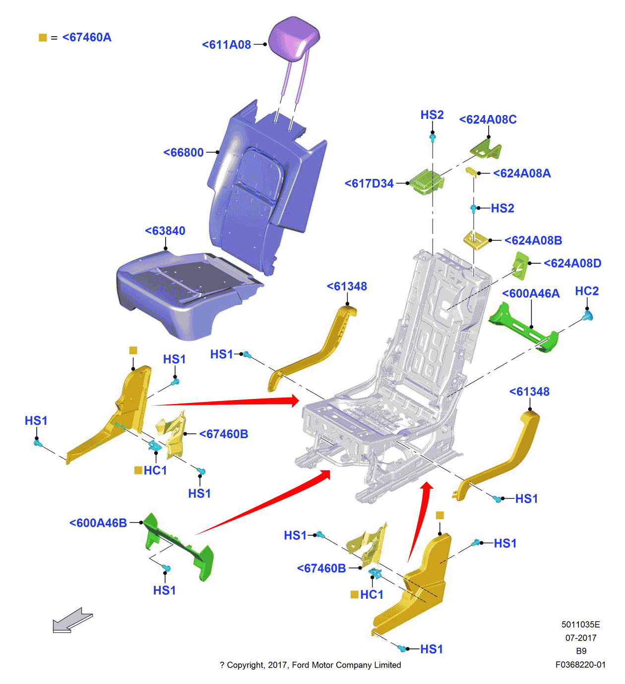 Ford JL7Z-78611A08-AB Head Rest Assembly, Center