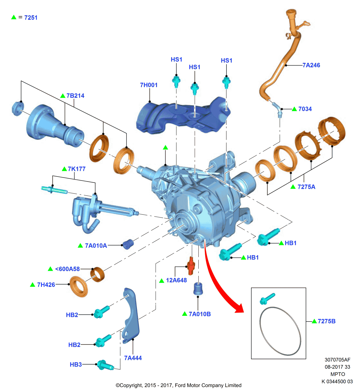 Ford G1FZ-7251-D Power Take Off Assembly