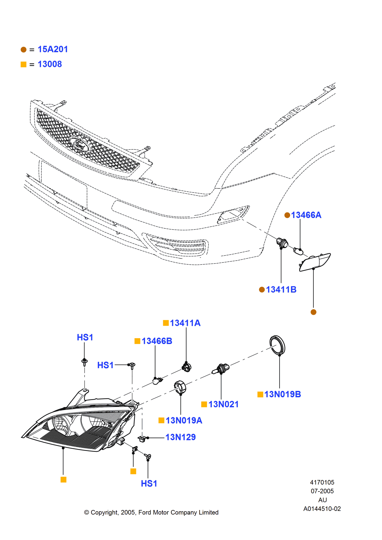Ford 7S4Z-13008-CCP Headlamp Assembly, Passenger Side