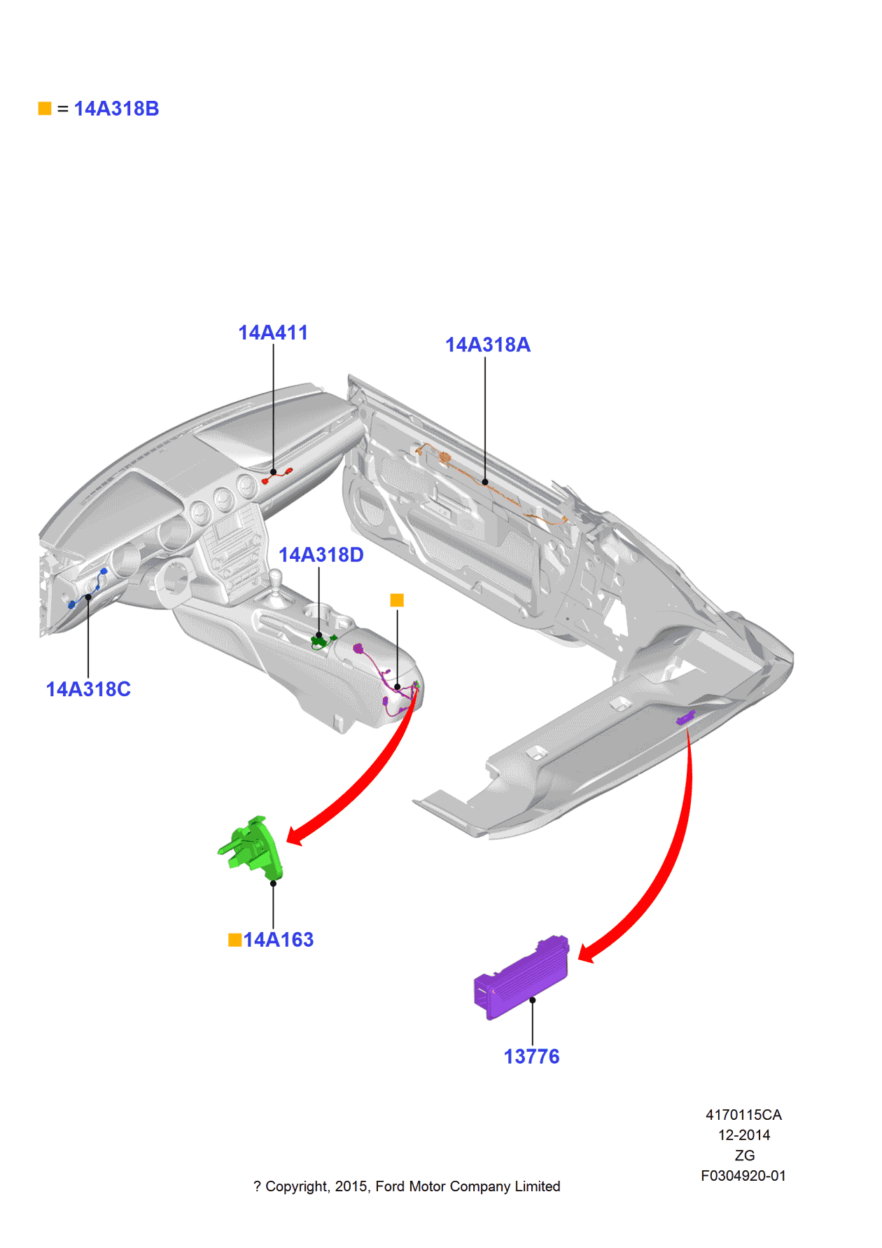 Ford FR3Z-14A318-B Wire Assembly, Driver Side