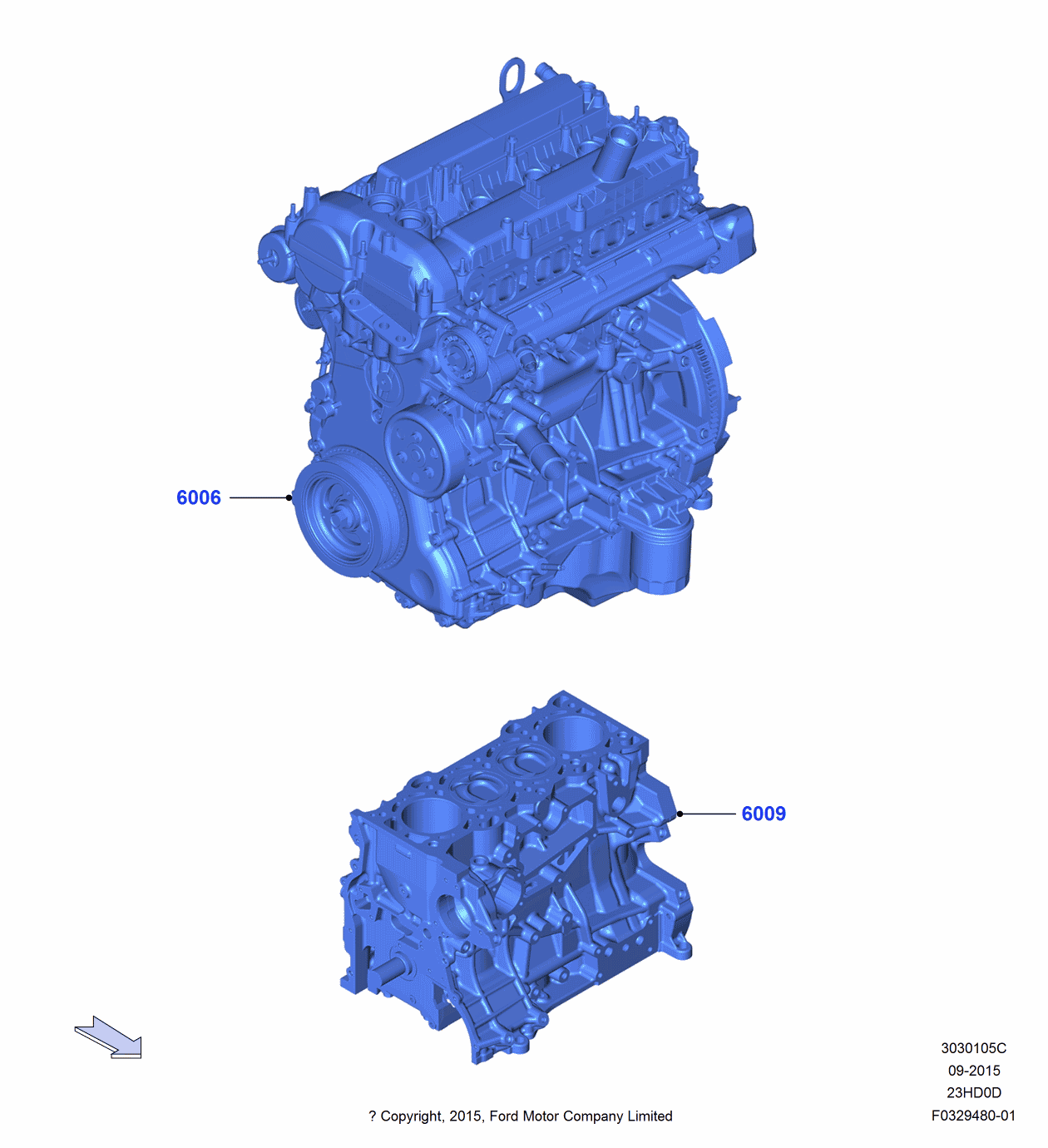 Ford J1FZ-6006-B Service Engine Assembly