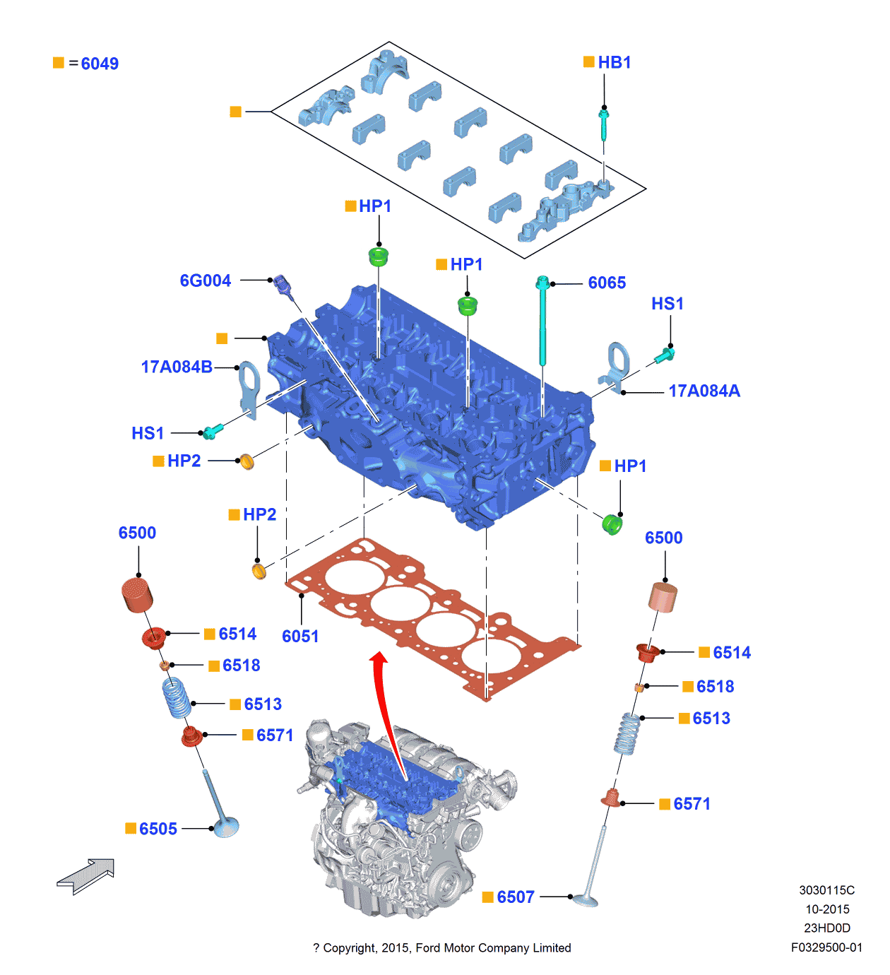 Ford G1FZ-6049-A Cylinder Head Assembly