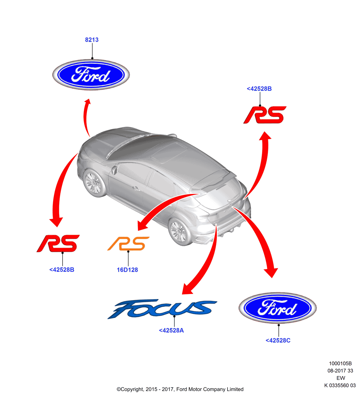 Ford G1EZ-54442K03-B Kit - Rear Spoiler Repair