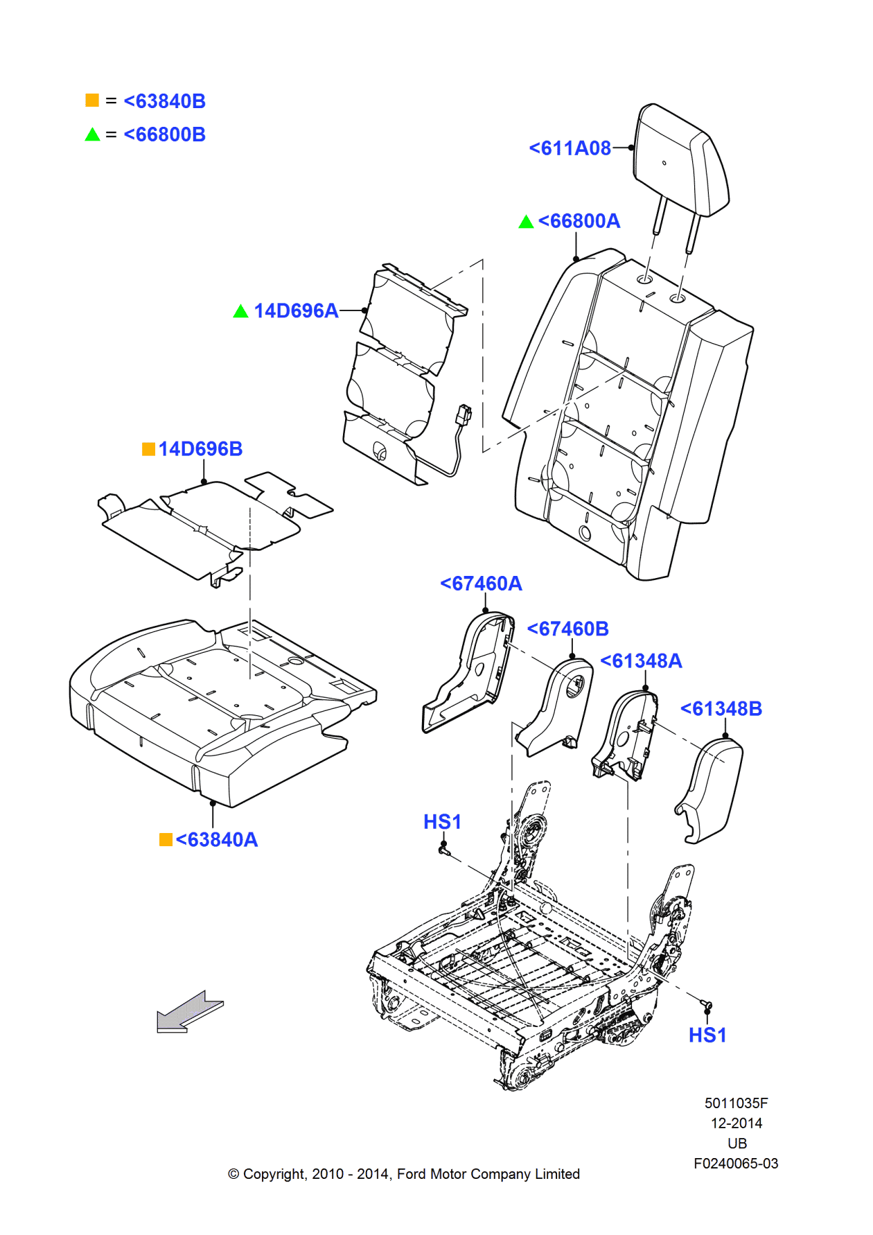 Ford FB5Z-78632A22-V Pad Assembly - Front Seat Heating, Passenger Side