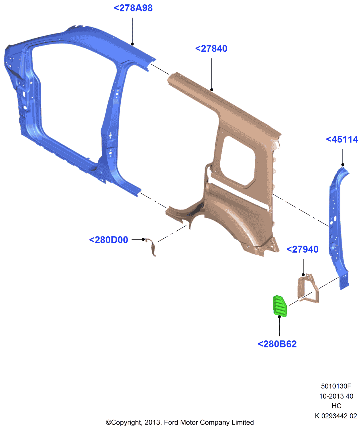 Ford DT1Z-1727840-F Panel - Quarter - Outer, Passenger Side