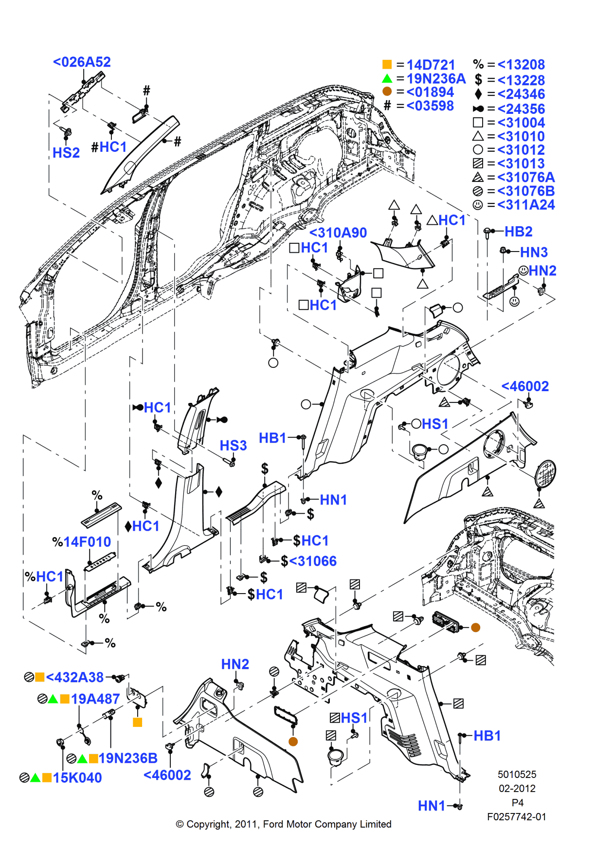Ford AE9Z-7431005-AD Panel Assembly - "C" Pillar - Inner, Driver Side