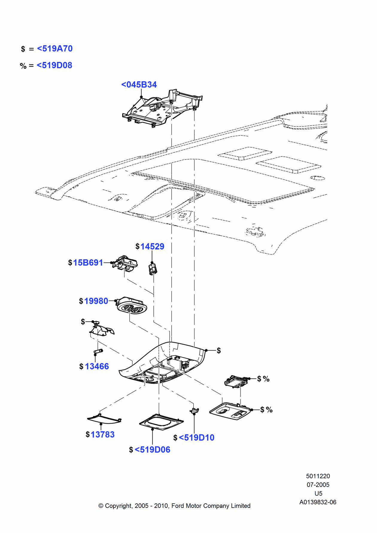 Ford 7L2Z-78519A70-DB Console Assembly - Overhead