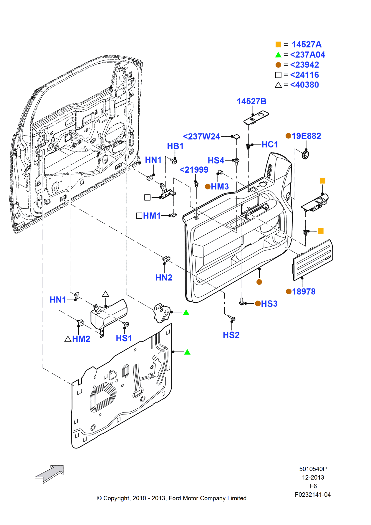 Ford CL3Z-1823942-CB Panel Assembly - Door Trim, Passenger Side