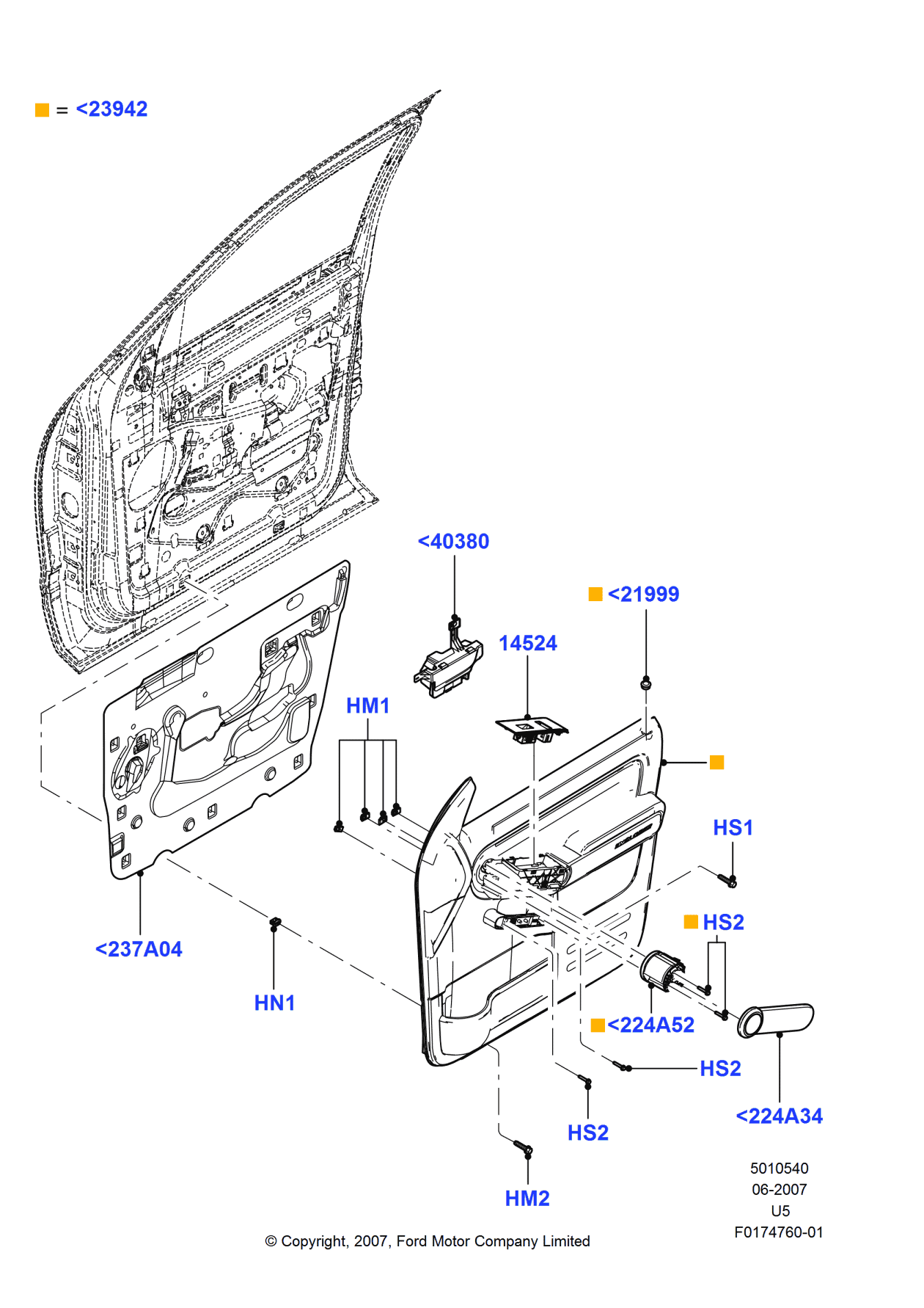 Ford 9L2Z-7823942-MA Panel Assembly - Door Trim, Passenger Side