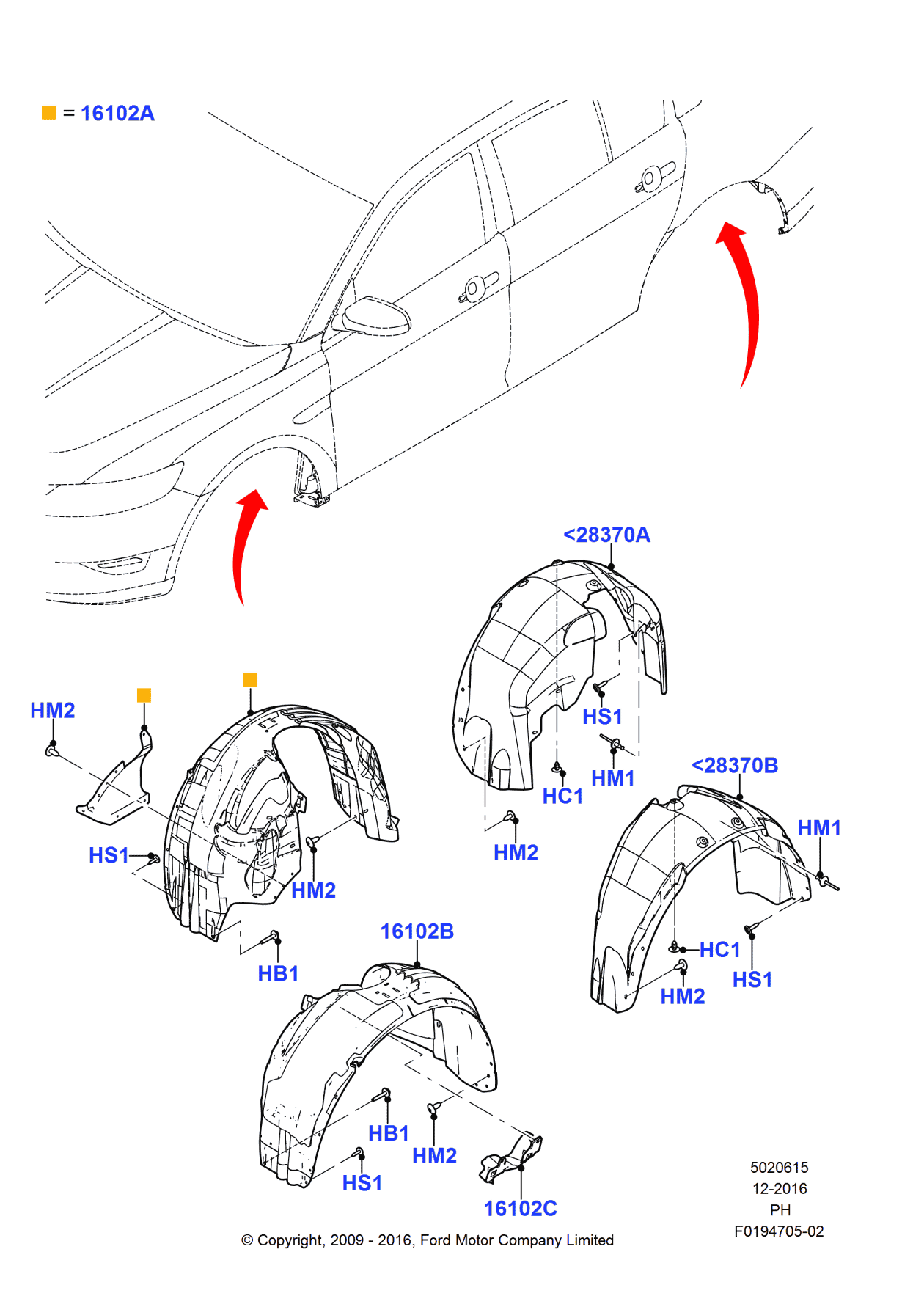 Ford BG1Z-16102-ACP Shield - Splash - Wheelhouse, Passenger Side