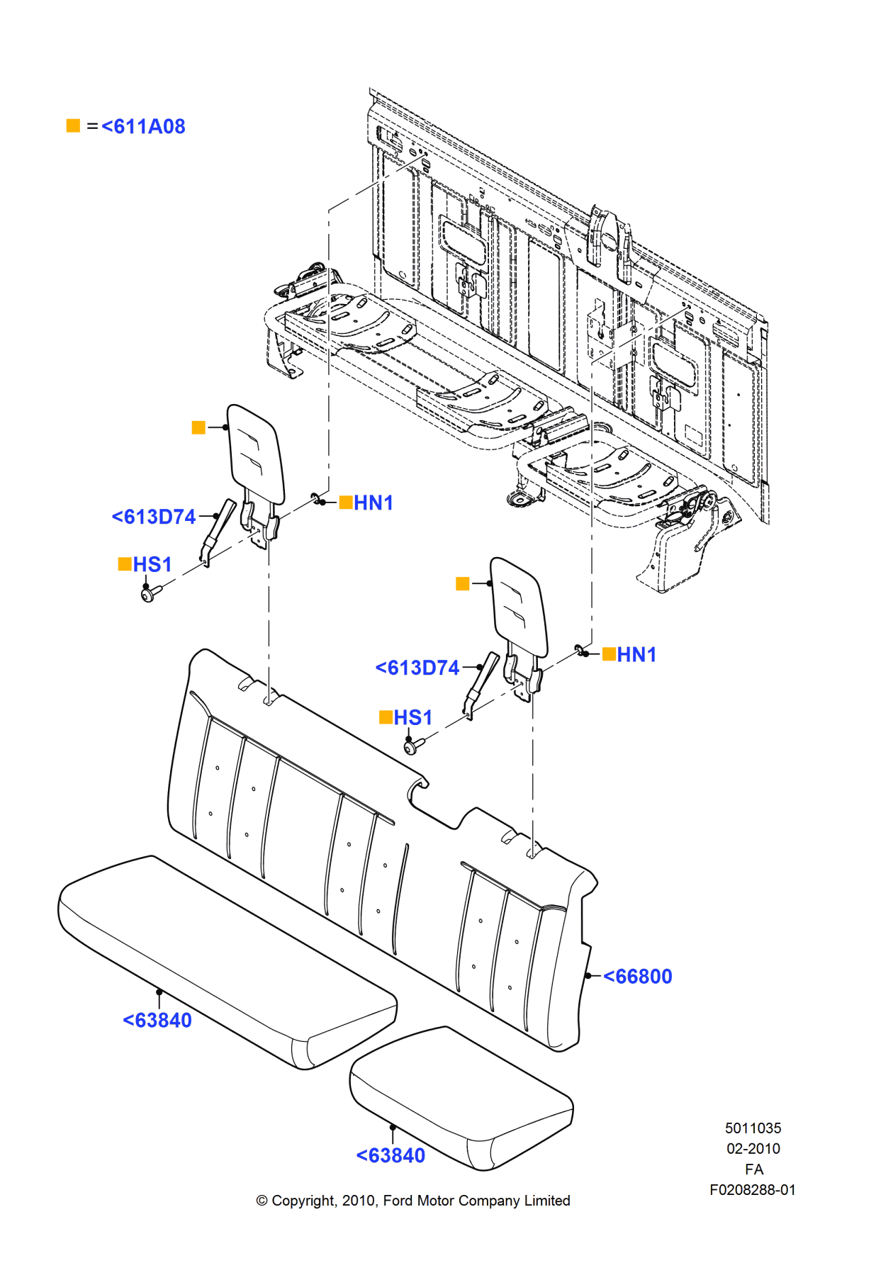Ford BC3Z-28611A08-AA Head Rest Assembly