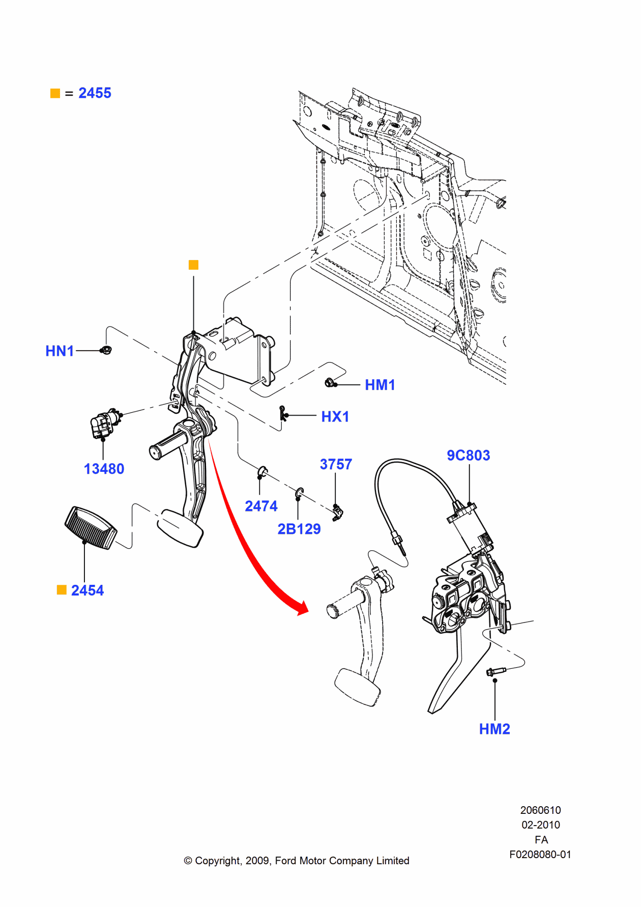 Ford FC3Z-2455-A Pedal Assembly - Brake