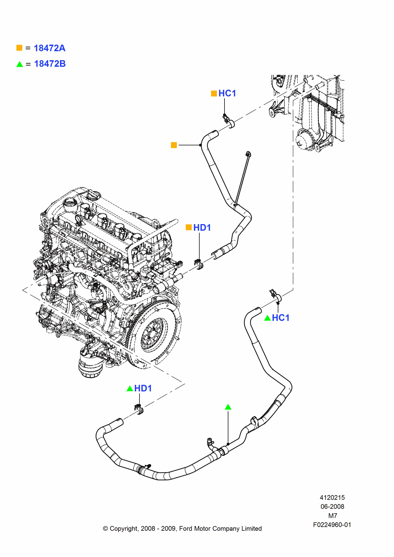Ford 9L8Z-18472-E Hose - Heater Water