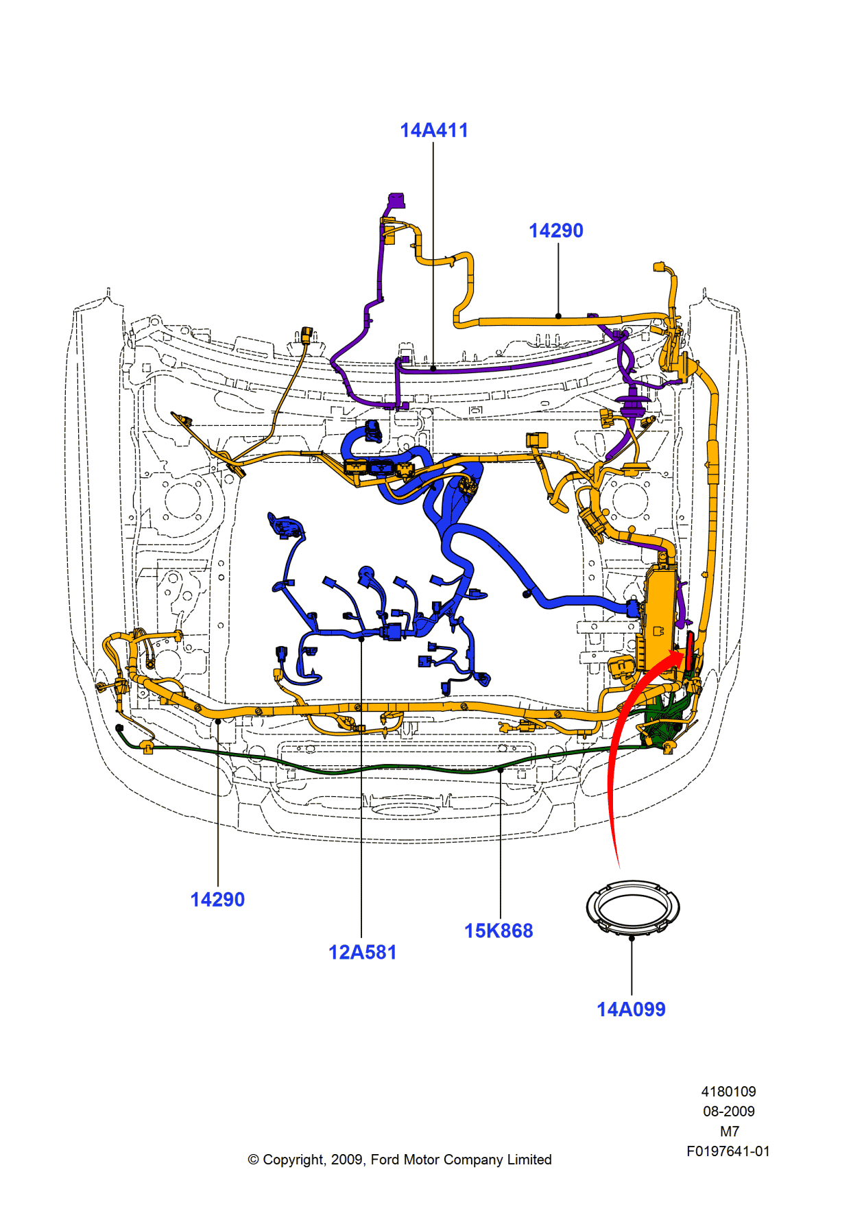 Ford BL8Z-14290-M Wiring Assembly