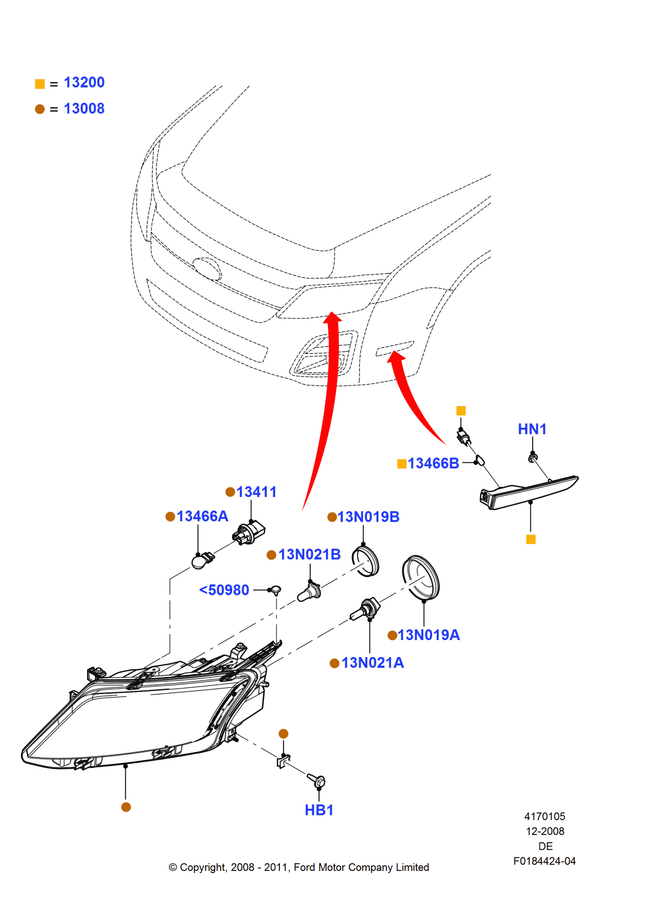 Ford AE5Z-13200-DCP Lamp Assembly - Side Marker, Driver Side