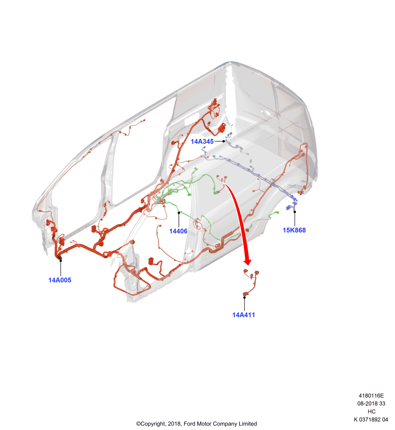 Ford KV6Z-15K868-D Wire - Parking Distance Aid Sensor