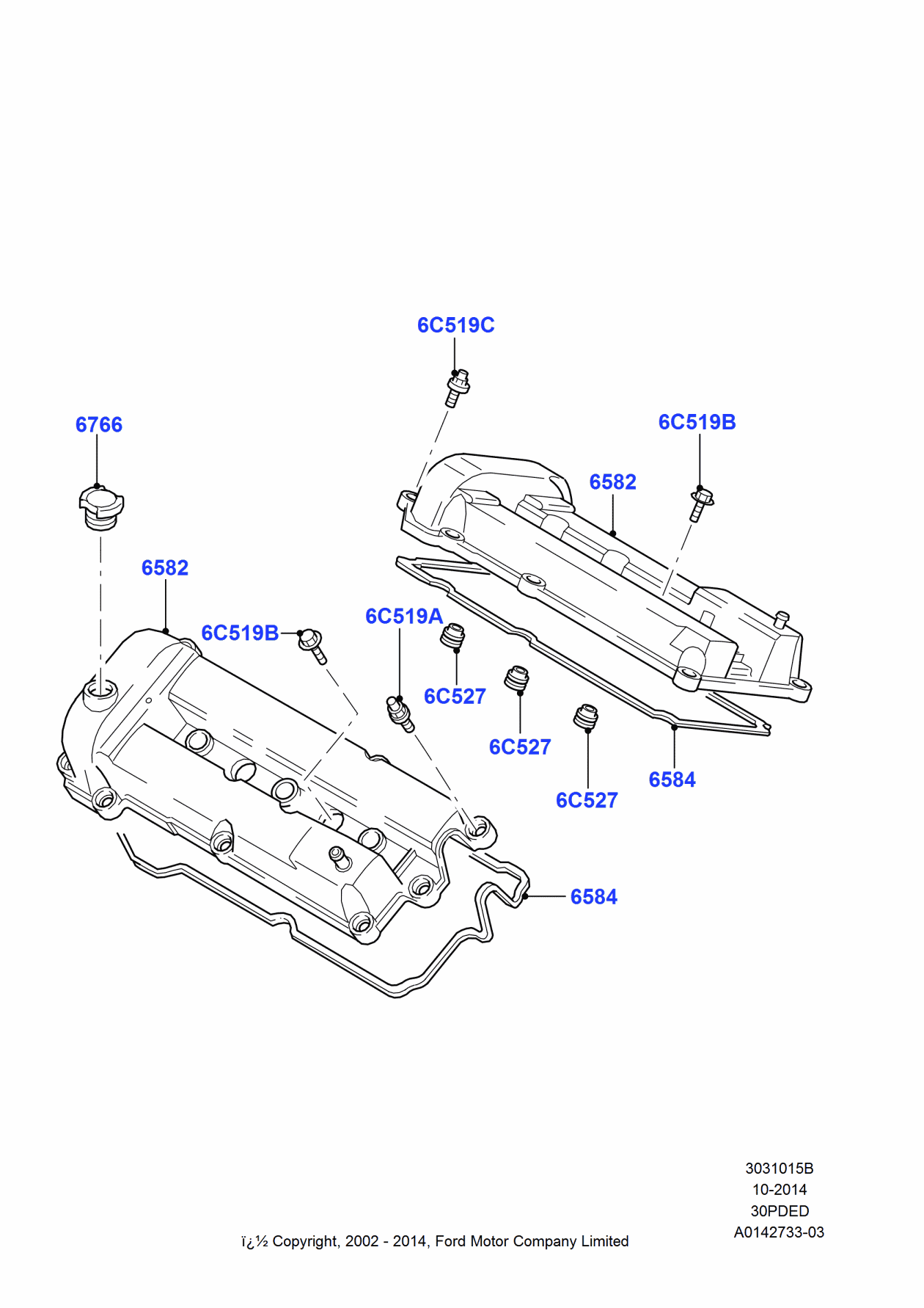 Ford YL8Z-6582-A Cover - Cylinder Head, Driver Side