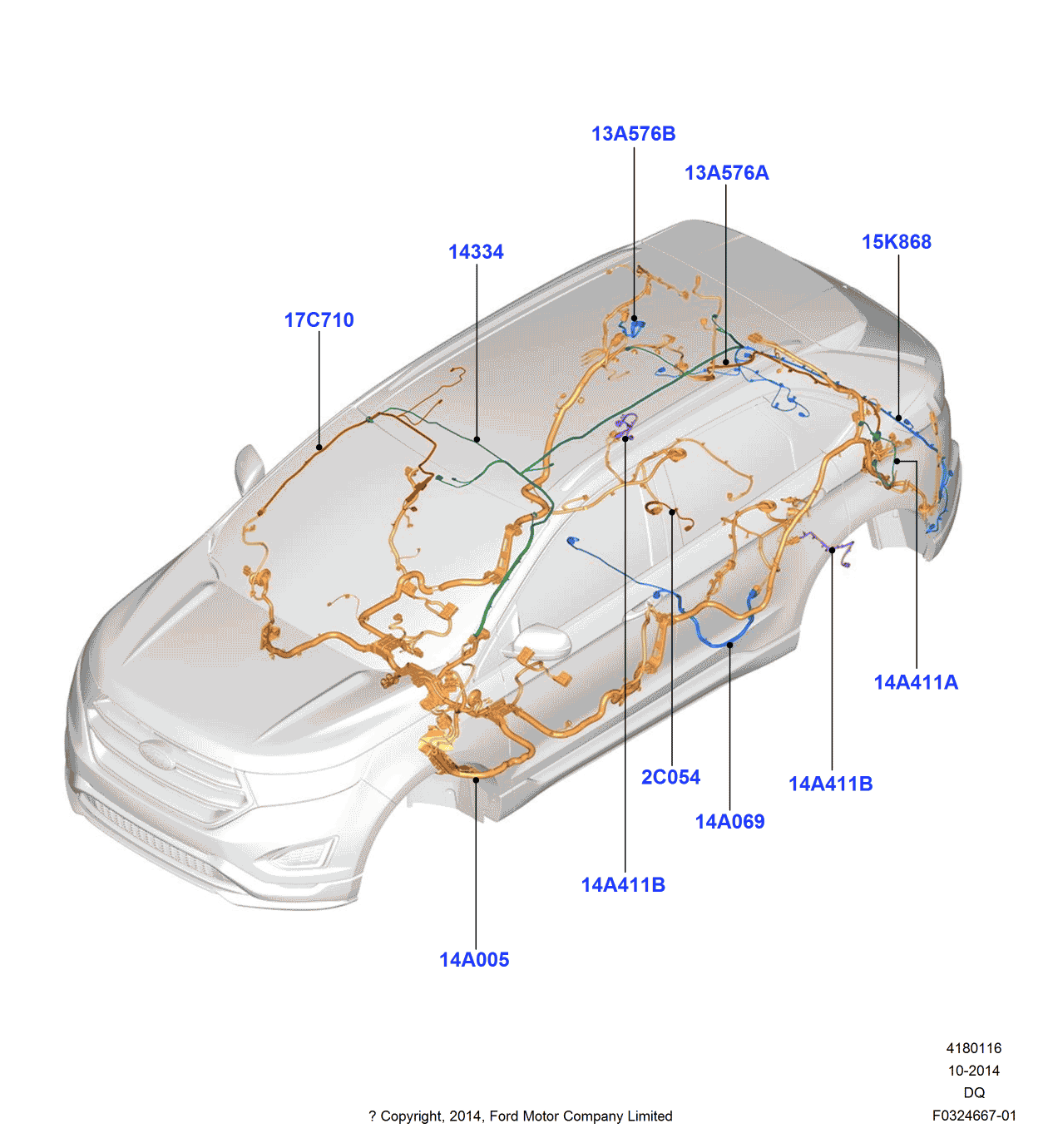 Ford F2GZ-14A411-D Wire Assembly