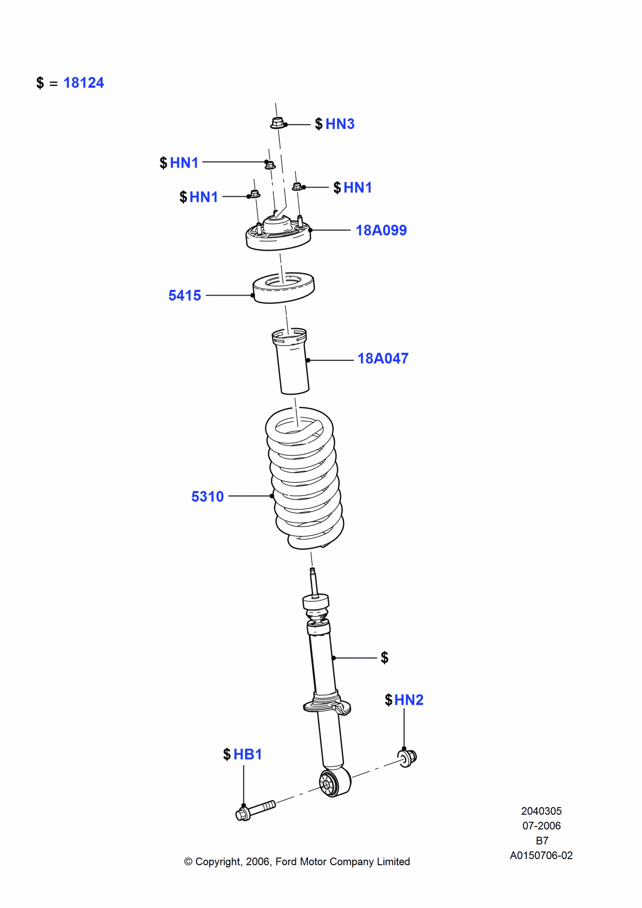 Ford 7L1Z-18124-X Shock Absorber Assembly