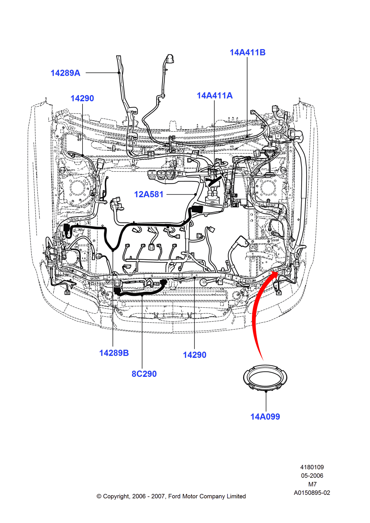Ford 5M6Z-8C290-AA Wire Assembly - Fan Motor, Passenger Side