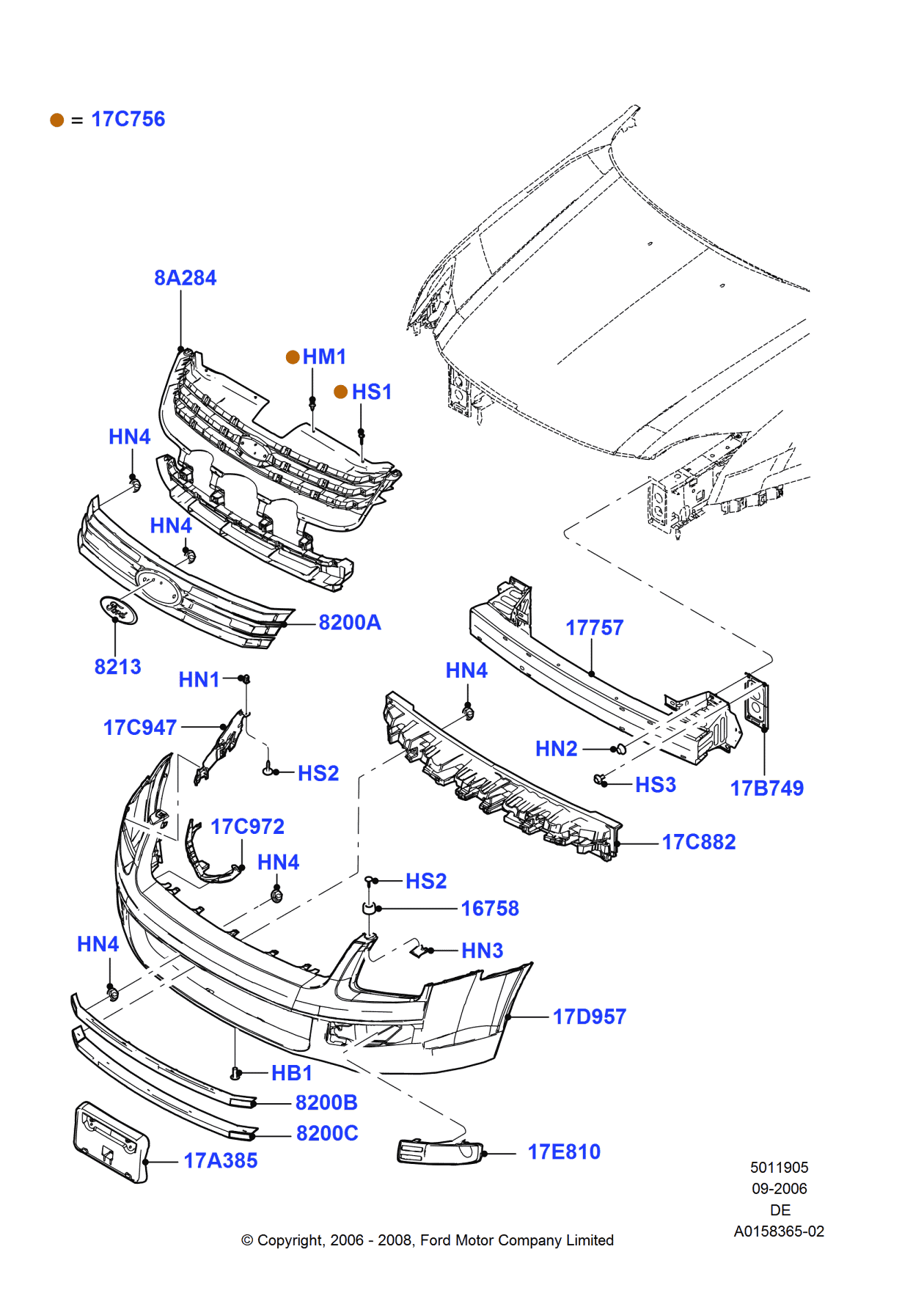 Ford 6E5Z-17757-AACP Bumper Assembly - Front