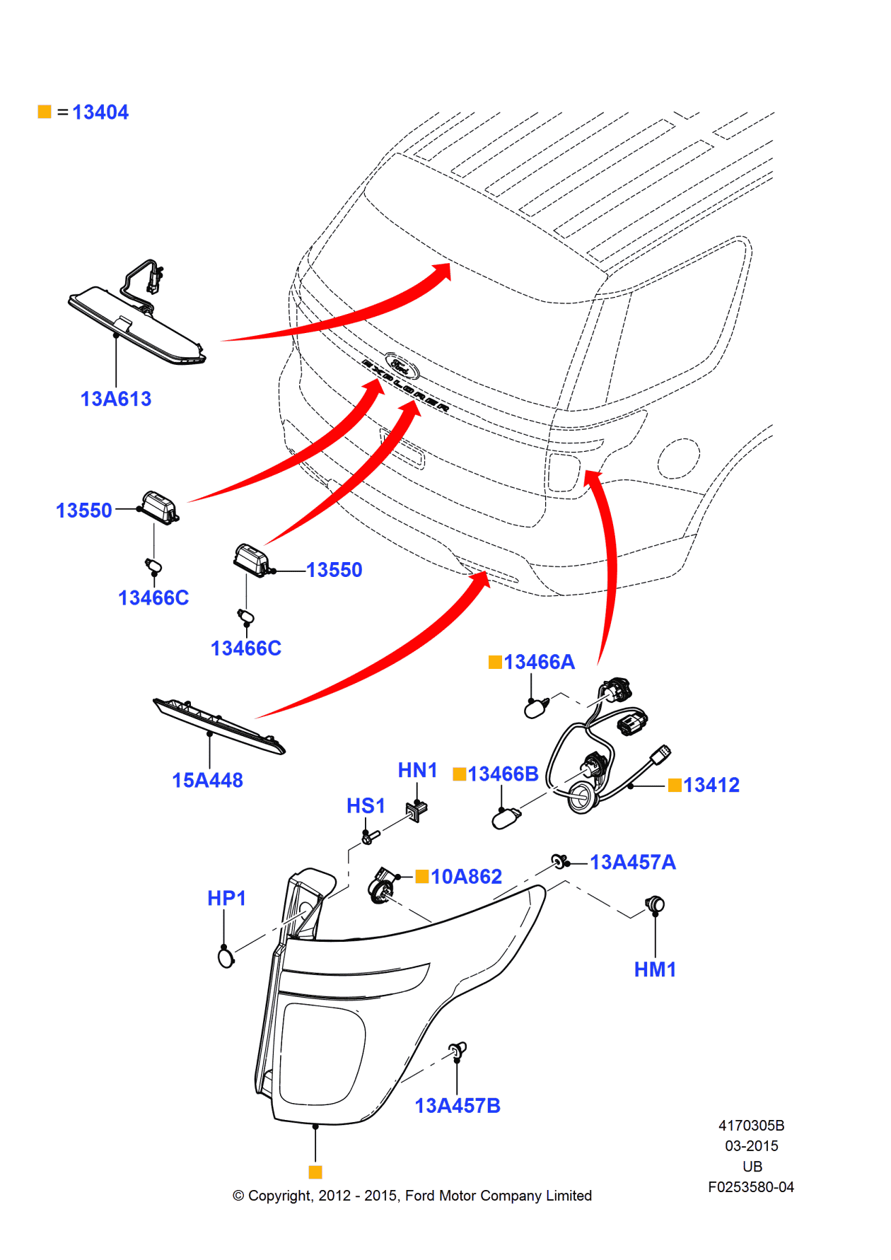 Ford BB5Z-13405-CCP Lamp Assembly - Rear, Driver Side