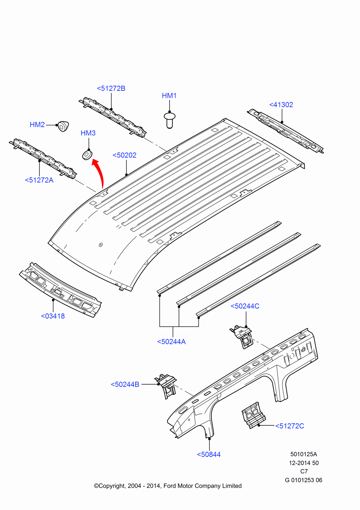 Ford 2T1Z-6141302-B Rail Assembly - Roof - Side