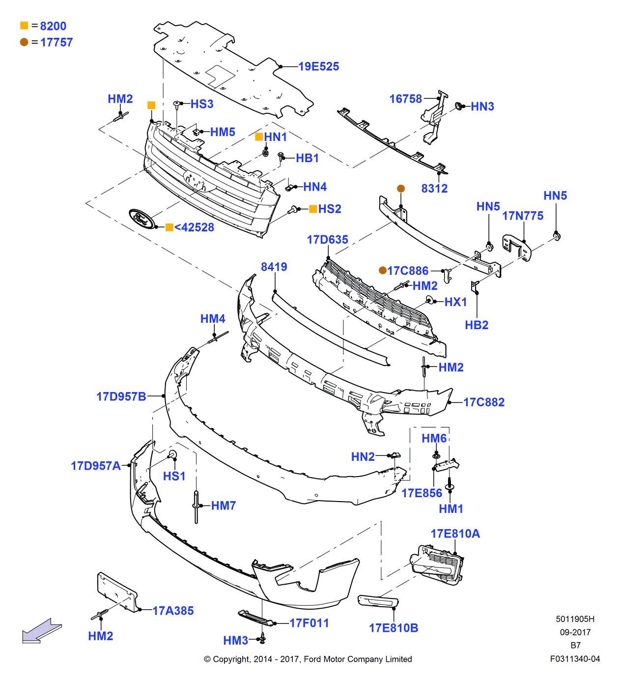 Ford CL1Z-17757-BCP Bumper Assembly - Front