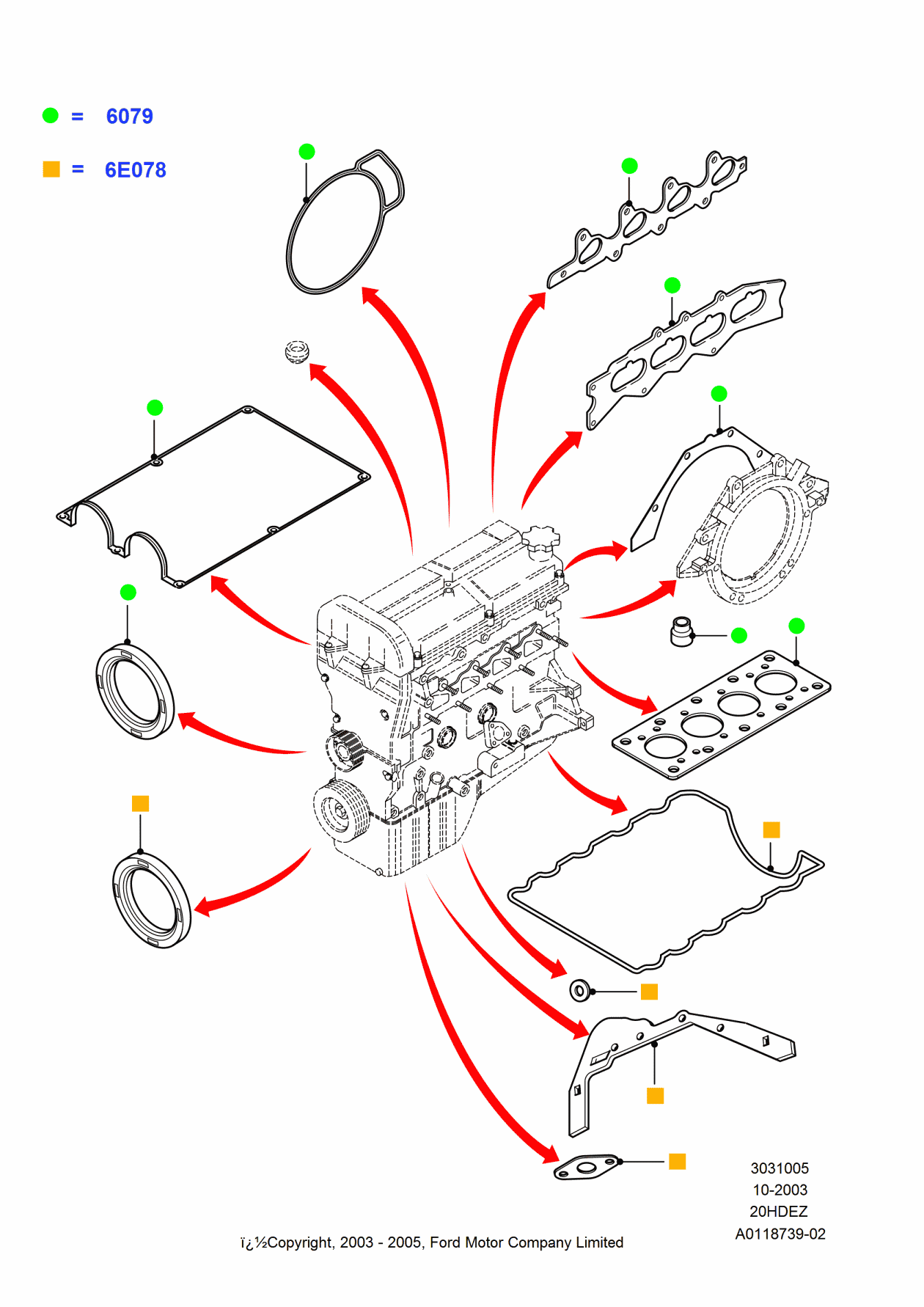 Ford 2S4Z-6E078-AA Kit - Engine Overhaul Gasket