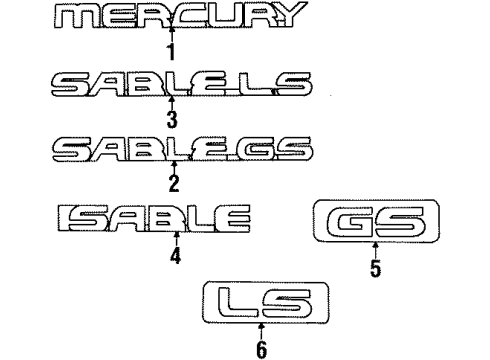 1999 Mercury Sable Nameplate Diagram for F8DZ7442528BA