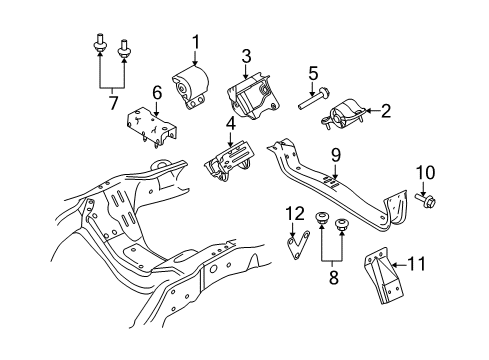 2009 Ford F-250 Super Duty Engine & Trans Mounting Diagram