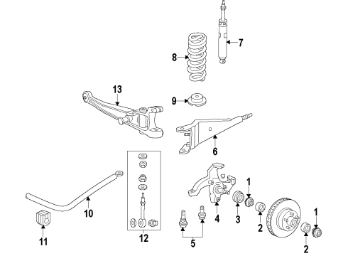 2001 Ford E-150 Econoline Club Wagon Front Suspension, Stabilizer Bar, Suspension Components Diagram