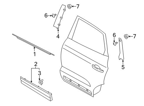 2016 Lincoln MKC Exterior Trim - Rear Door Diagram