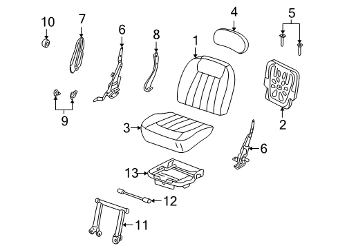 2002 Lincoln Blackwood Seat Frame, Rear Diagram for F75Z7863160AA