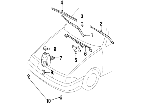 2000 Ford Escort Wiper & Washer Components Diagram