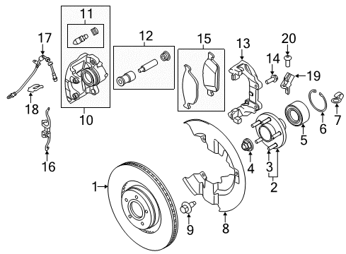 2017 Lincoln MKC Brake Pads, Front Diagram for EJ7Z-2001-C