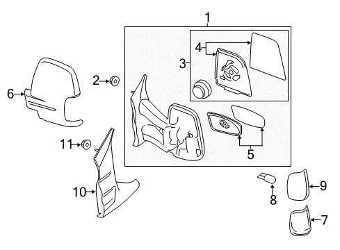 2017 Ford Transit-150 Outside Mirrors Diagram