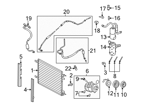 2009 Ford F-250 Super Duty A/C Condenser, Compressor & Lines Diagram