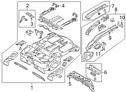 2017 Ford C-Max Rear Body - Floor & Rails Diagram