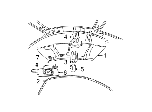 2002 Ford Mustang Sunvisor, Passenger Side Diagram for 1R3Z-6304104-AAB