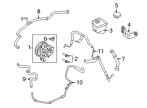 2011 Ford Fusion P/S Pump & Hoses, Steering Gear & Linkage Diagram