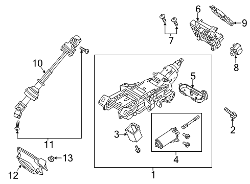 2015 Ford Police Interceptor Sedan Steering Column & Wheel, Steering Gear & Linkage Diagram