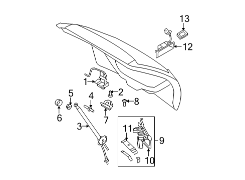 2010 Ford Edge Lift Gate - Lock & Hardware Diagram