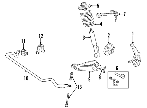 2012 Lincoln Navigator Front Suspension Components, Lower Control Arm, Upper Control Arm, Stabilizer Bar Diagram