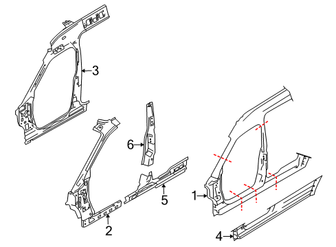 2010 Ford Transit Connect Inner Center Pillar, Passenger Side Diagram for 2T1Z-6124382-A